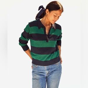 LIKE NEW CLARE V. Héloise polo sweater in navy & green